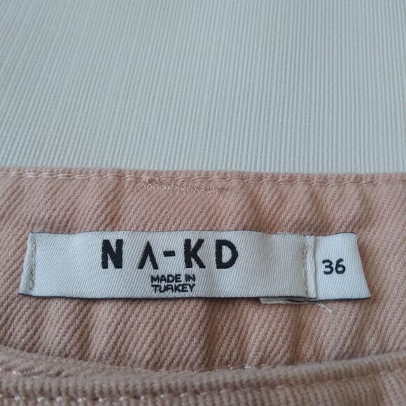 NA-KD Wide Leg Tan Pleated Front High Waisted Cargo Style Pants Women's Size 36 - Picture 3 of 12